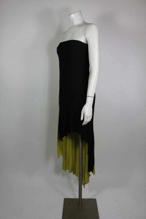 Women's 1990s Versace Couture Strapless Pleated Cocktail Dress