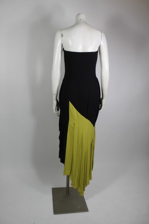 1990s Versace Couture Strapless Pleated Cocktail Dress 1