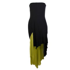 1990s Versace Couture Strapless Pleated Cocktail Dress