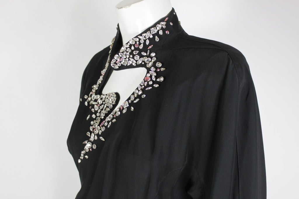 Thierry Mugler 1990s Wrap Dress with Rhinestone Cutout 2