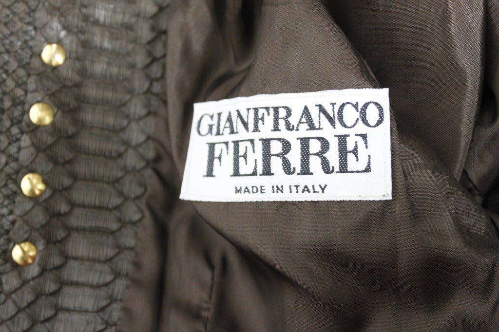 Gianfranco Ferre 1990s Snakeskin Jacket with Wood Accents For Sale 5