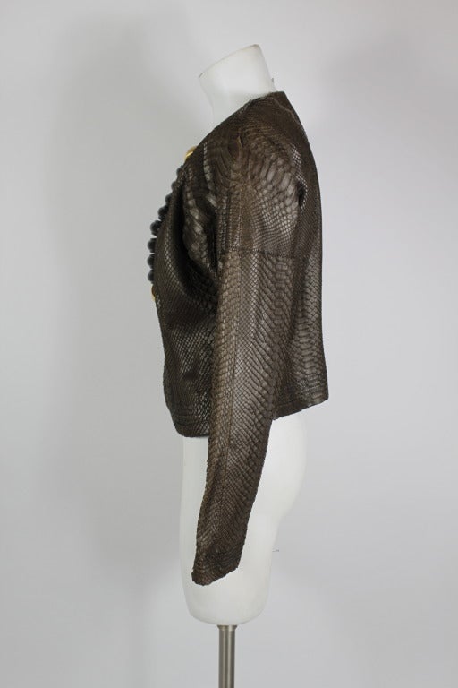 Women's Gianfranco Ferre 1990s Snakeskin Jacket with Wood Accents For Sale