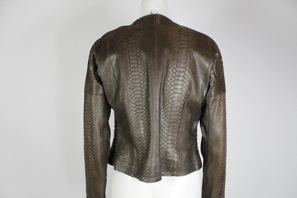 Gianfranco Ferre 1990s Snakeskin Jacket with Wood Accents For Sale 2