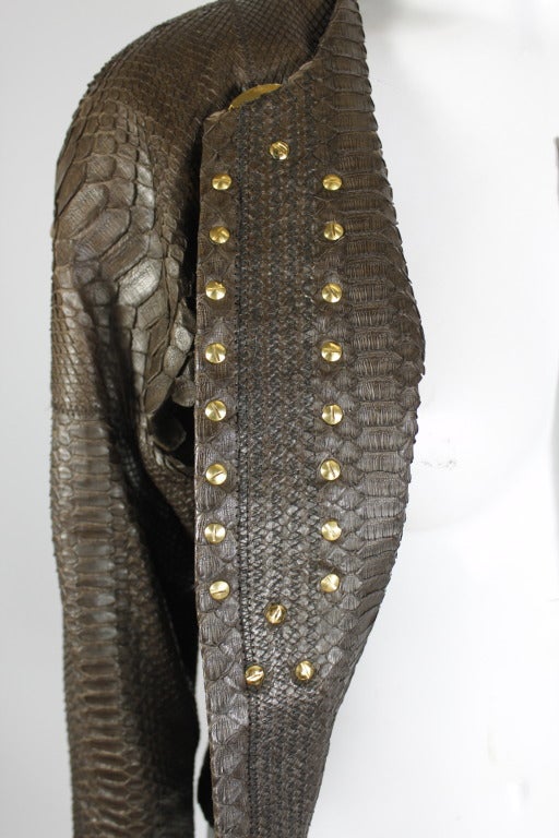 Gianfranco Ferre 1990s Snakeskin Jacket with Wood Accents For Sale 4
