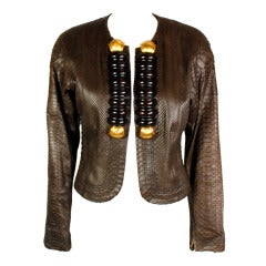 Gianfranco Ferre 1990s Snakeskin Jacket with Wood Accents