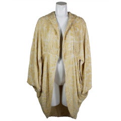 Antique 1920s Ivory Cut Velvet and Beaded Cocoon Coat with Tassle