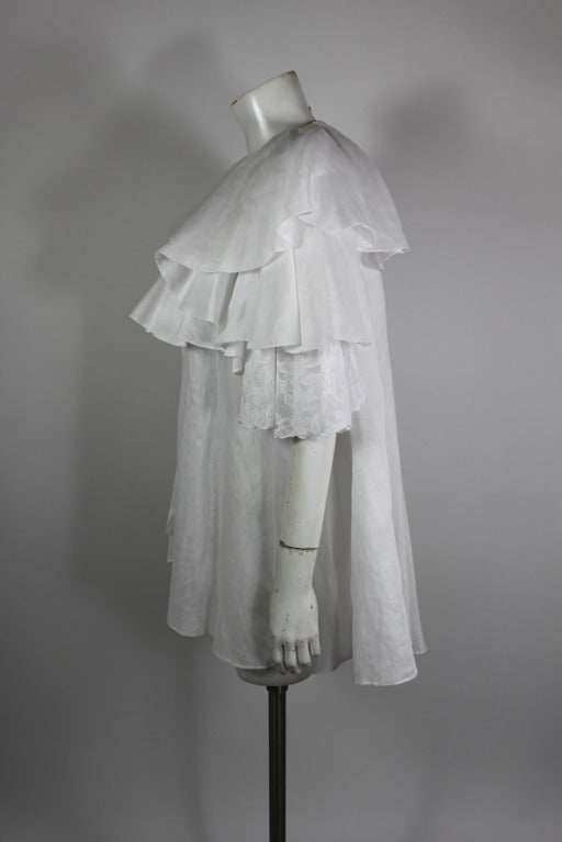 Women's Ferré White Organza and Lace Ruffled Jacket