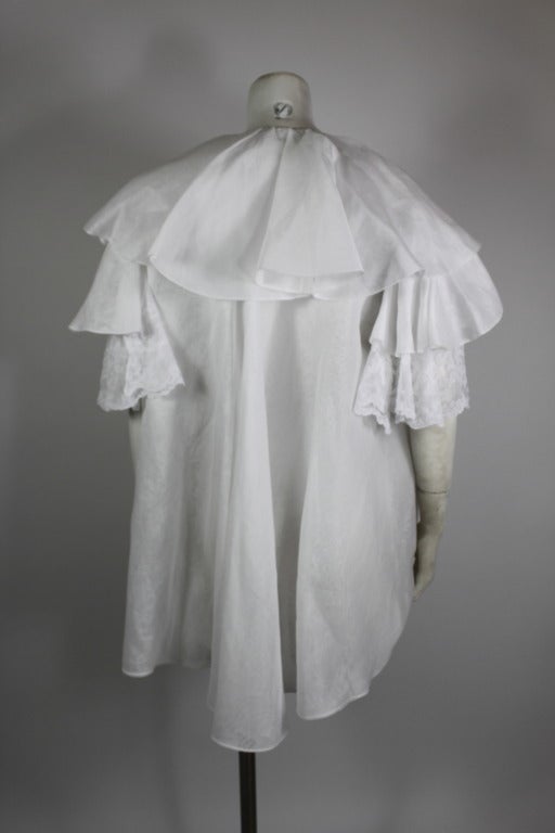 Ferré White Organza and Lace Ruffled Jacket 1