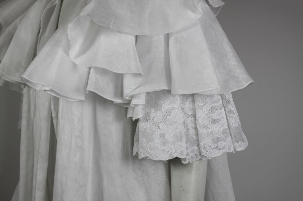 Ferré White Organza and Lace Ruffled Jacket 2