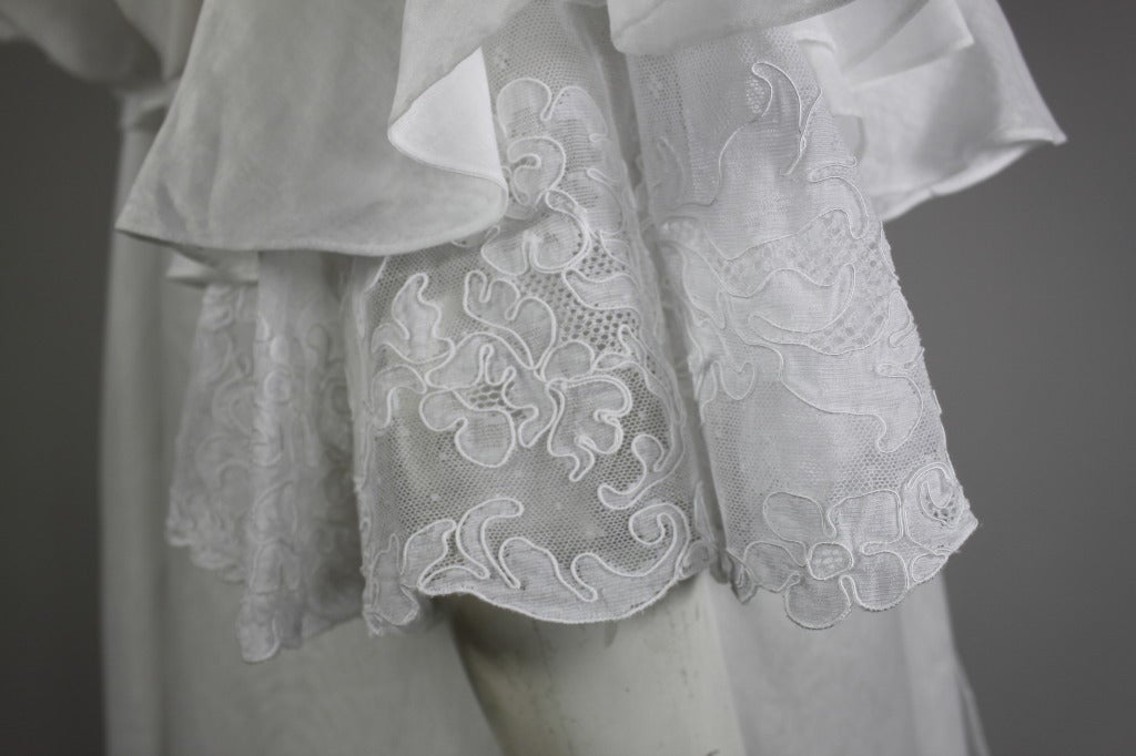 Ferré White Organza and Lace Ruffled Jacket 3