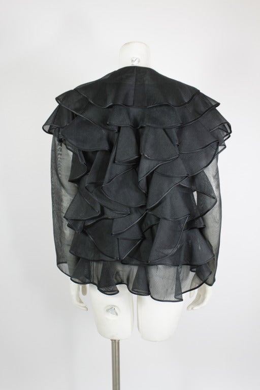 Galanos Black Ruffled Silk Gazar Jacket 1