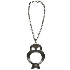 Pierre Cardin 1960s Silver Tone Oversized Owl Necklace