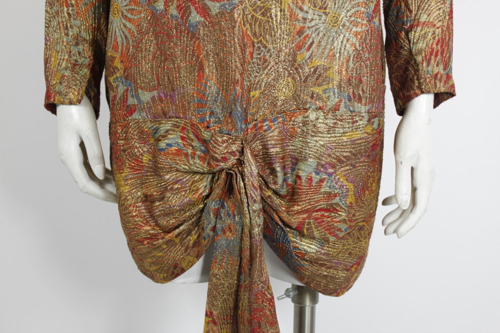1920s Autumnal Floral Lamé Long Sleeve Tunic For Sale 3