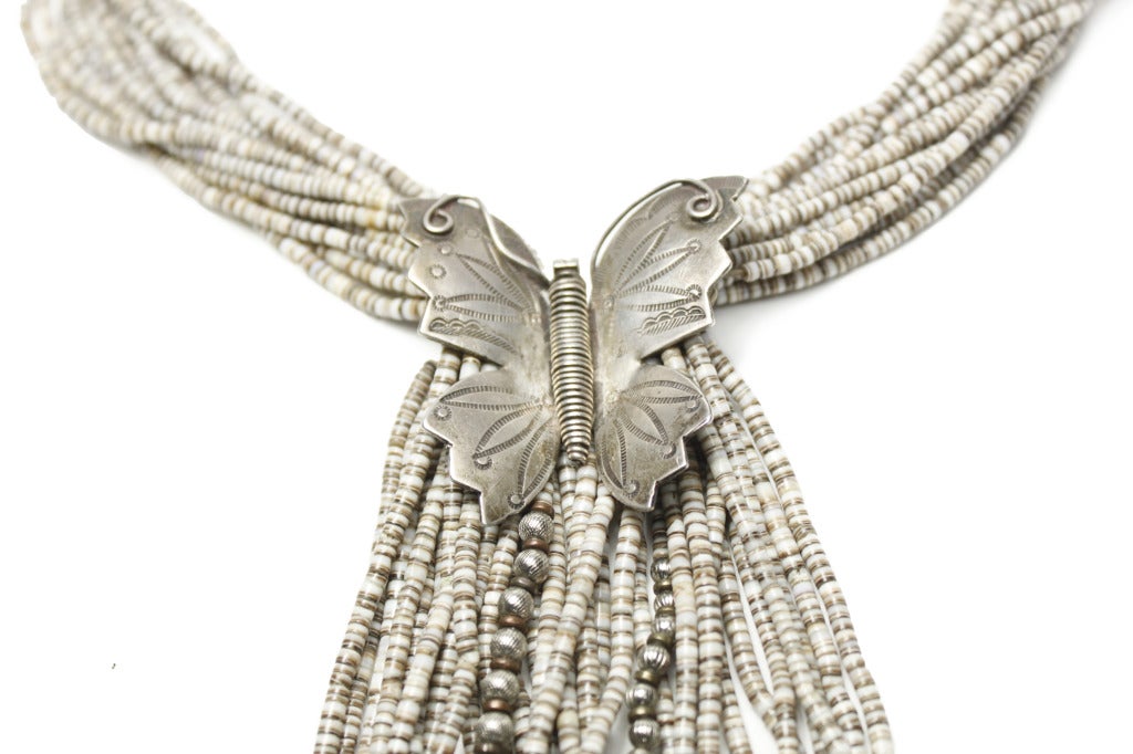 Masha Archer 1970s Silver Butterfly Statement Necklace In New Condition For Sale In Los Angeles, CA