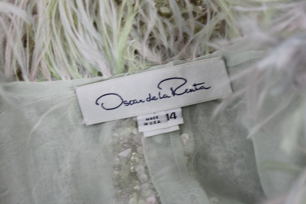 Oscar De La Renta Pastel Embellished Evening Jacket with Ostrich Trim 6