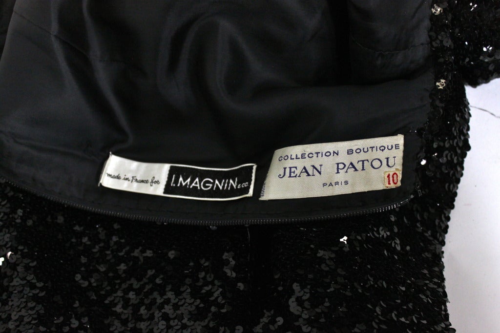 Women's Jean Patou Black Sequined Tuxedo Jumpsuit