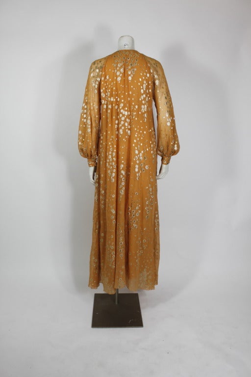 Jean Louis Chiffon Gown with Gold Lamé Bubble Motif In Excellent Condition In Los Angeles, CA