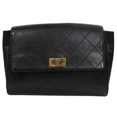 Chanel Black Leather Quilt-Stitched Shoulder Bag