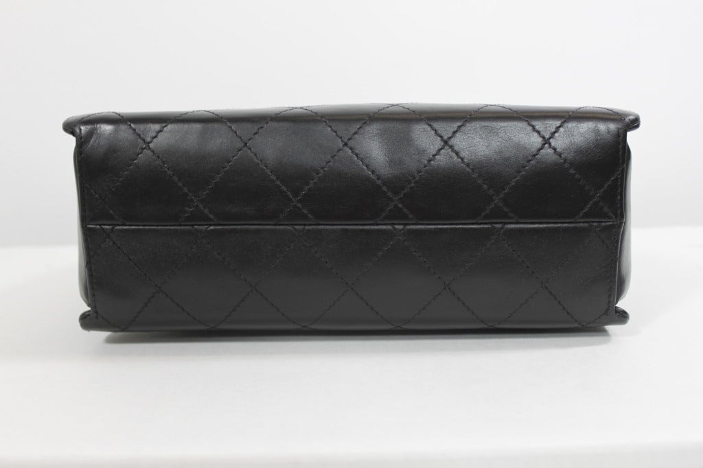 Chanel Black Leather Quilt-Stitched Shoulder Bag 2