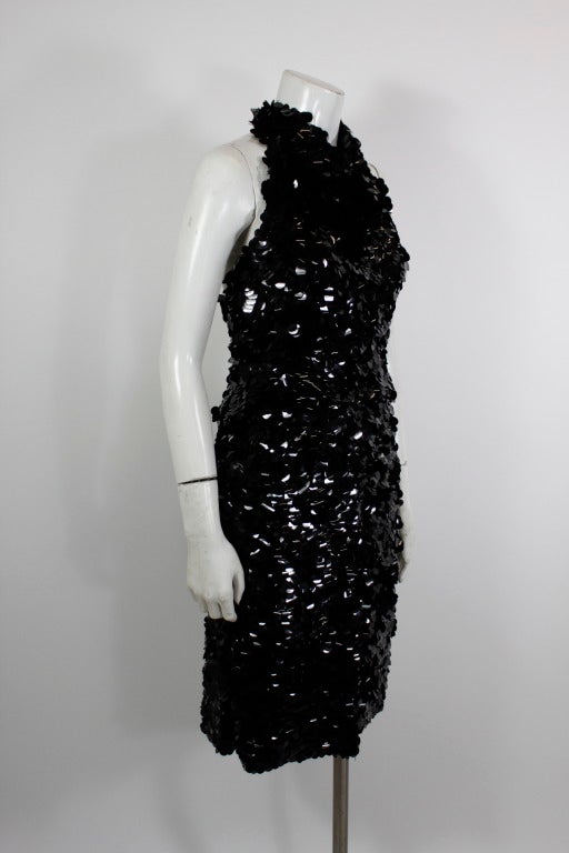 1960s Donald Brooks Black Paillette Halter Dress In Excellent Condition In Los Angeles, CA