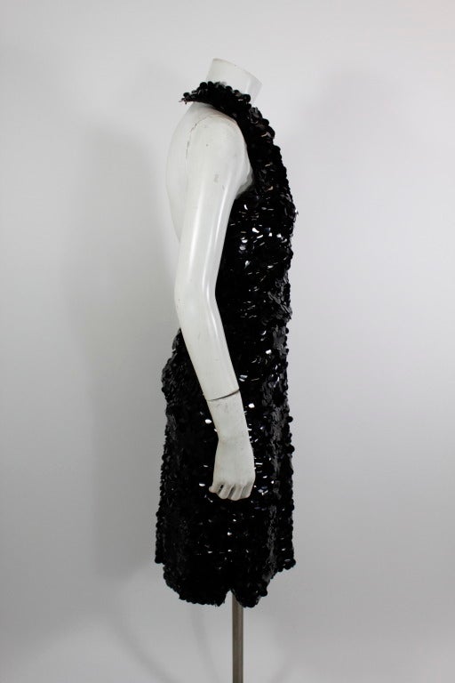 Women's 1960s Donald Brooks Black Paillette Halter Dress