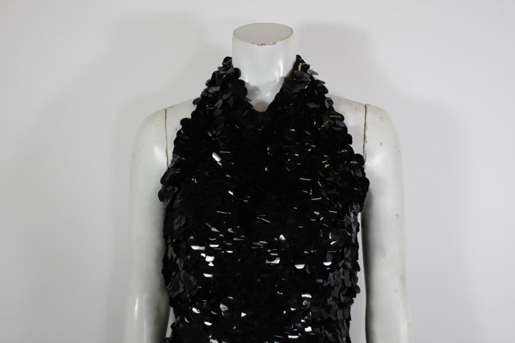 1960s Donald Brooks Black Paillette Halter Dress 2