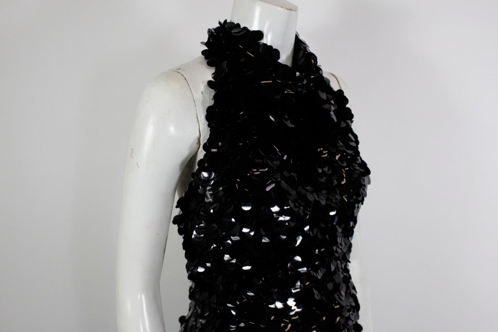 1960s Donald Brooks Black Paillette Halter Dress 3