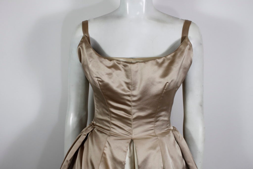 Women's Nettie Rosenstein 1950s Champagne Ball Gown with Petal Hem