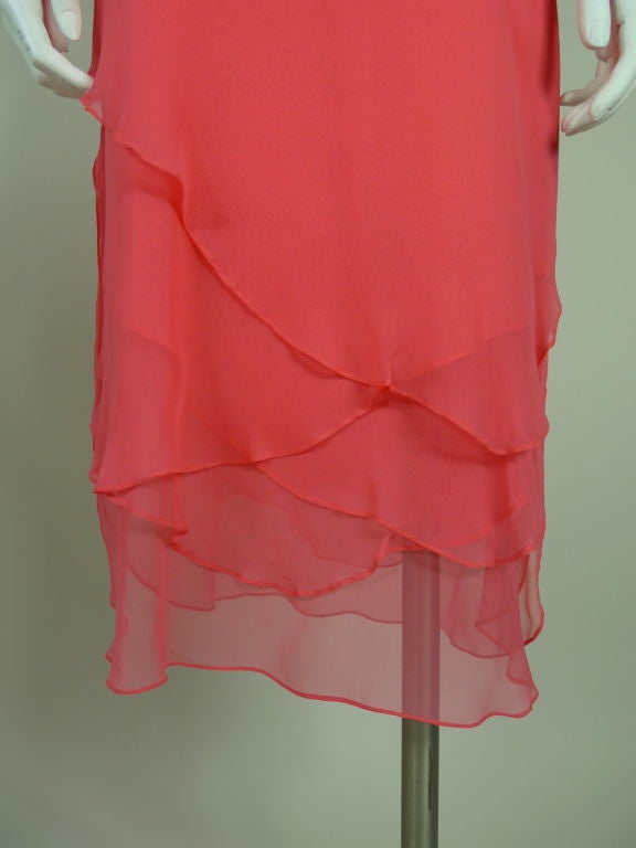 Sant'Angelo 1970s Pink Layered Silk Chiffon Dress In Excellent Condition For Sale In Los Angeles, CA