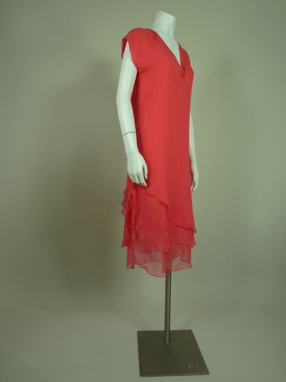 Women's Sant'Angelo 1970s Pink Layered Silk Chiffon Dress For Sale