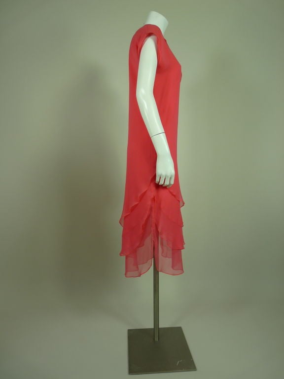 Sant'Angelo 1970s Pink Layered Silk Chiffon Dress For Sale 1