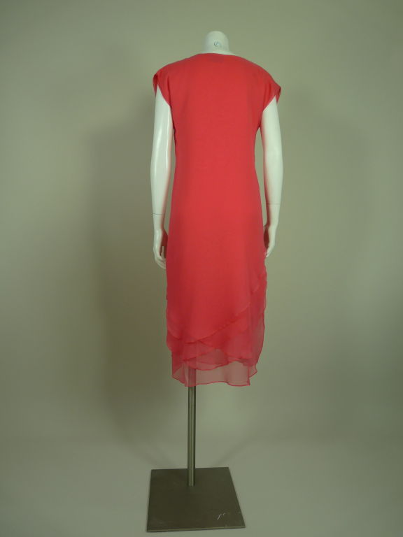 Sant'Angelo 1970s Pink Layered Silk Chiffon Dress For Sale 2