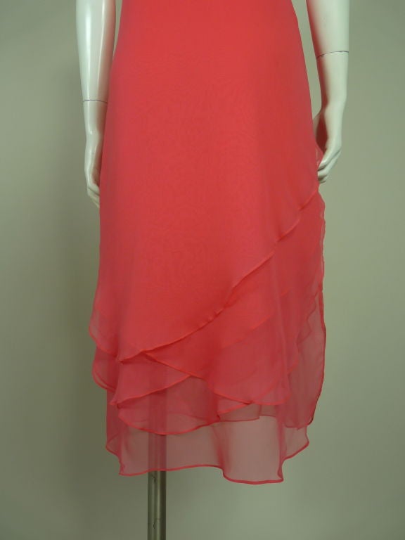 Sant'Angelo 1970s Pink Layered Silk Chiffon Dress For Sale 3