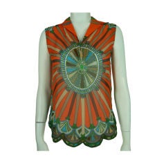 Pucci Sleeveless Printed Silk Top