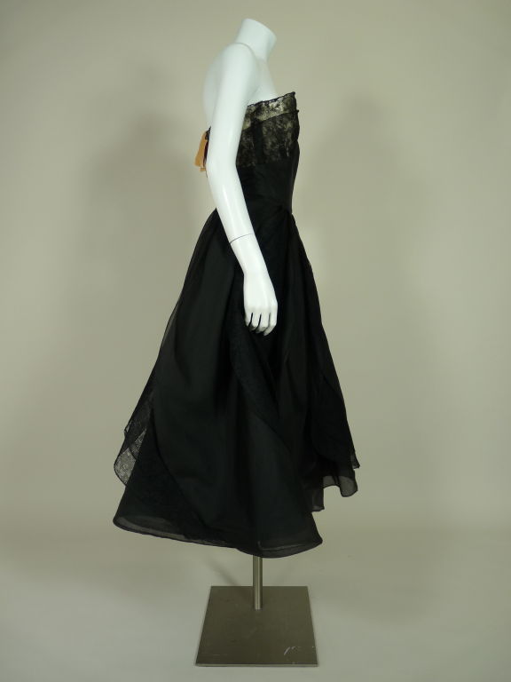 Elizabeth Arden 1950's Silk Organza & Lace Petal Gown For Sale 2