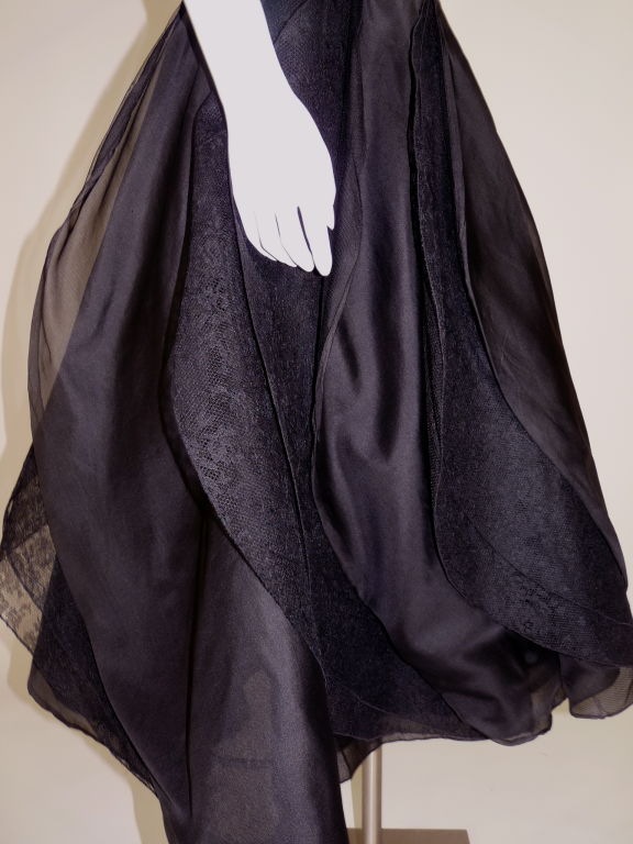 Elizabeth Arden 1950's Silk Organza & Lace Petal Gown For Sale 4