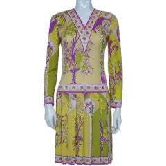 Vintage Pucci Pleated Floral Print Silk Dress