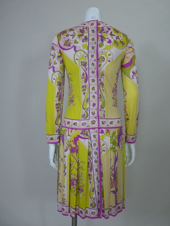 Pucci Pleated Floral Print Silk Dress 1