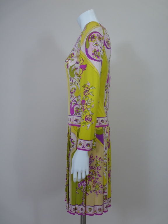 Pucci Pleated Floral Print Silk Dress 2