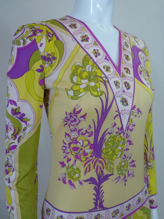 Pucci Pleated Floral Print Silk Dress 3