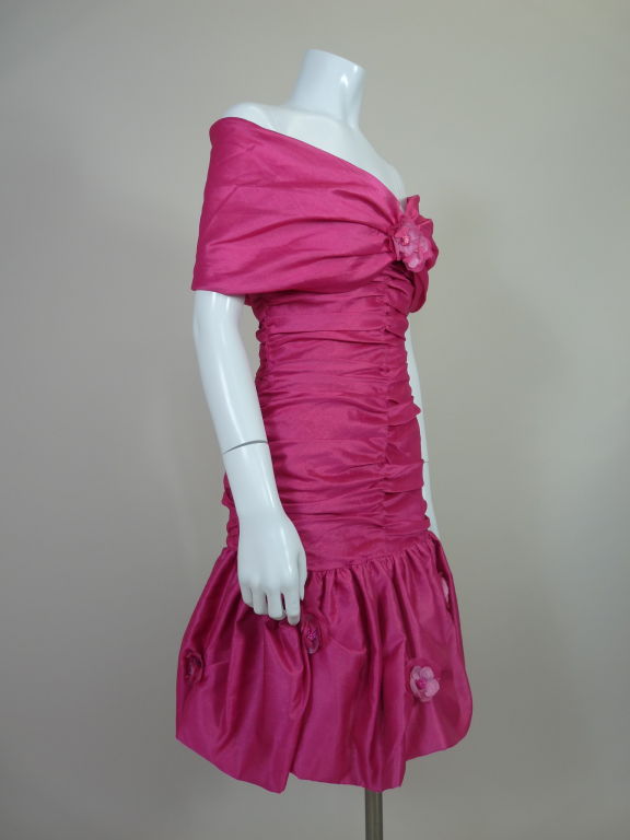 Women's Loris Azzaro 1980s Pink Silk Cocktail Dress For Sale