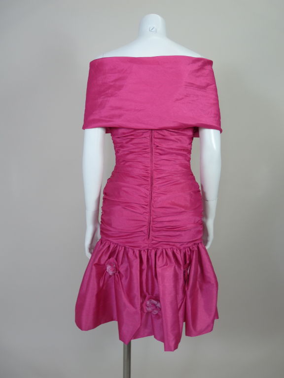 Loris Azzaro 1980s Pink Silk Cocktail Dress For Sale 1