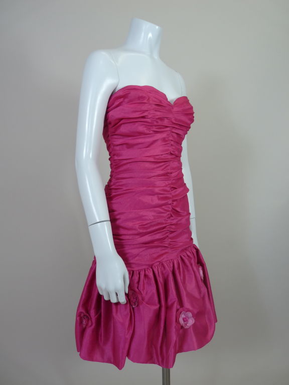 Loris Azzaro 1980s Pink Silk Cocktail Dress For Sale 2