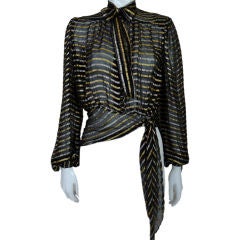 1930's Metallic Lamé and Silk Striped Blouse