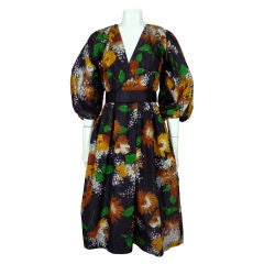 1950's Amelia Charcoal Silk Moire Floral Taffeta Dress
