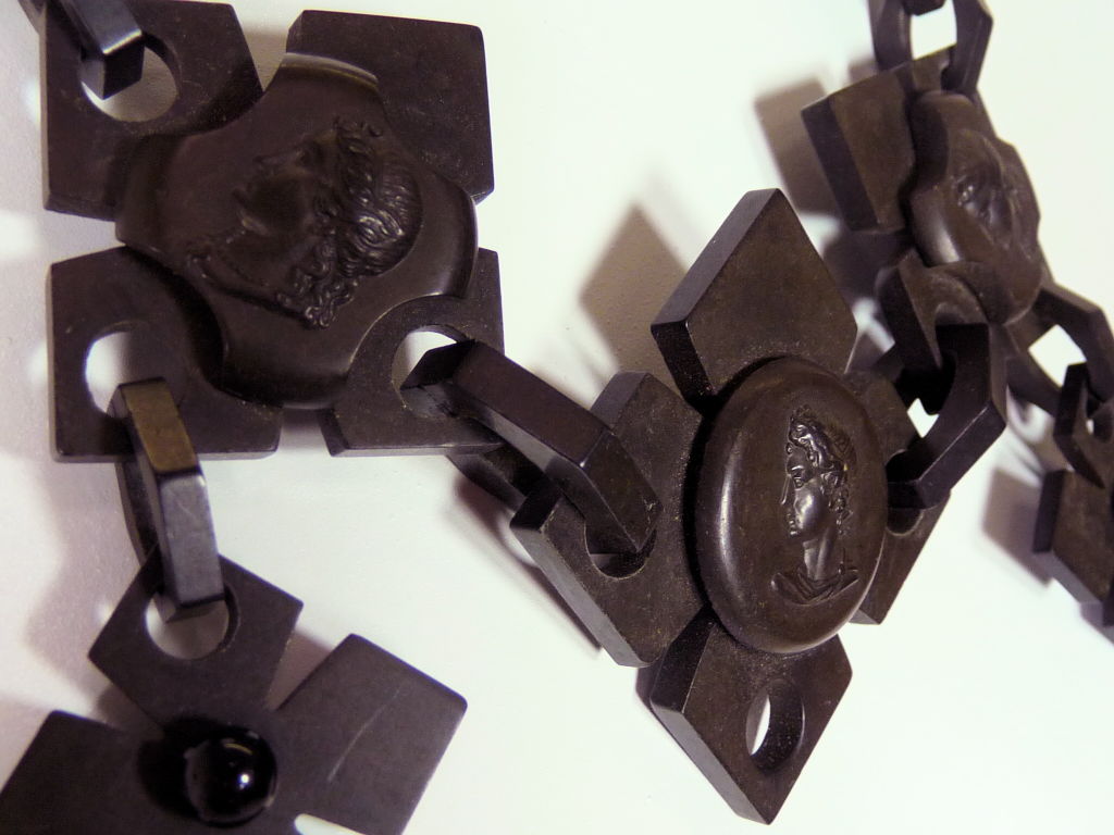Gutta Percha Victorian Mourning Necklace with Cameos 1