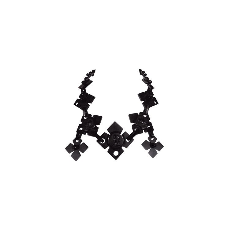 Gutta Percha Victorian Mourning Necklace with Cameos