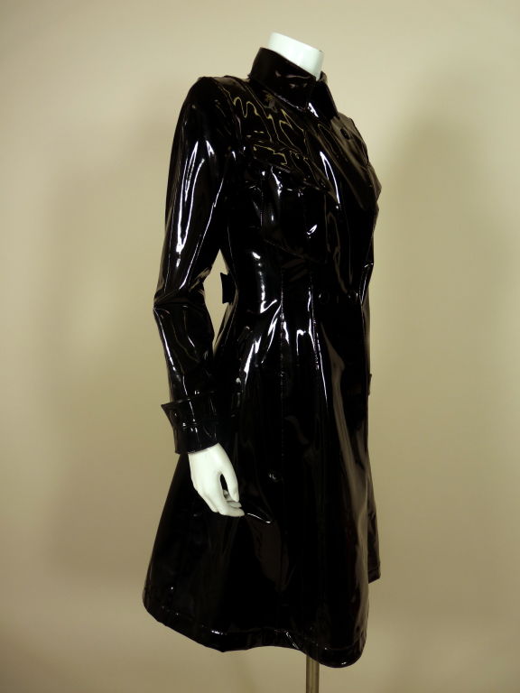 black vinyl trench coat