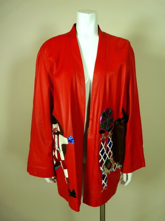 Women's Andrea Pfister Appliquéd  Leather Circus Themed Jacket