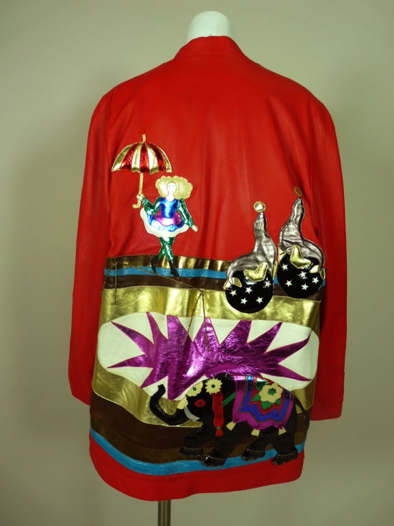 Andrea Pfister Appliquéd  Leather Circus Themed Jacket 1